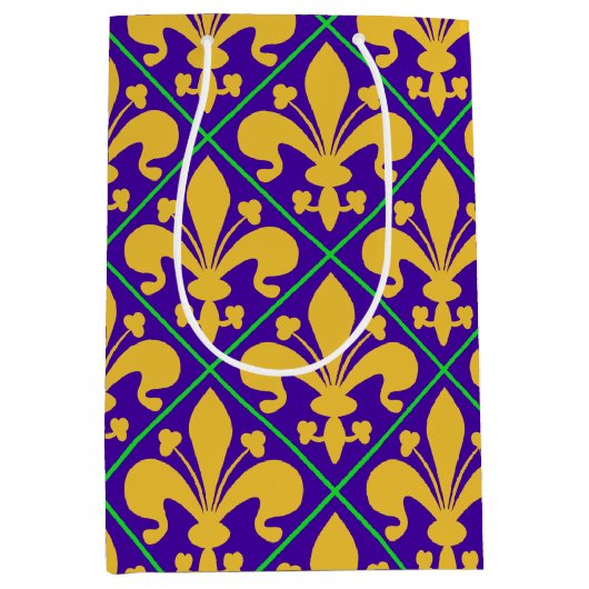 New Orleans Mardi Gras Fleur de Lis Medium Cadeauzakje (Voorkant)
