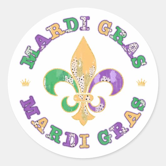New Orleans Mardi Gras Fleur De Lis Ronde Sticker (Voorkant)