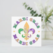 New Orleans Mardi Gras Fleur De Lis Save The Date (Staand voorkant)