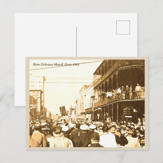 New Orleans Mardi Gras  foto 1961 Briefkaart (Voorkant / Achterkant)
