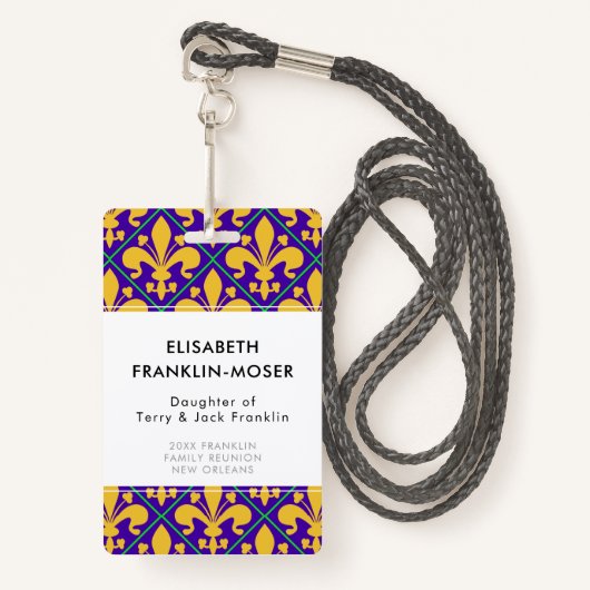 New Orleans Mardi Gras Gezinsreünie Badge (Voorkant met draagriem)