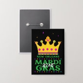 New Orleans Mardi Gras King Button (Voorkant / Achterkant)