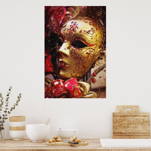 New Orleans Mardi Gras Mask Poster Print (Keuken)