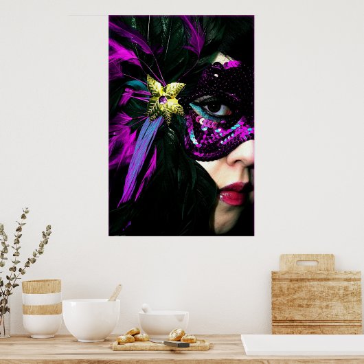 New Orleans Mardi Gras Mask Poster Print (Keuken)