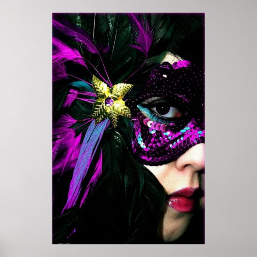 New Orleans Mardi Gras Mask Poster Print (Voorkant)