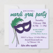 New Orleans Mardi Gras Masquerade Mask Ball Party Kaart (Voorkant)