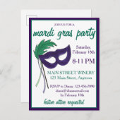 New Orleans Mardi Gras Masquerade Mask Ball Party Uitnodiging Briefkaart (Voorkant / Achterkant)