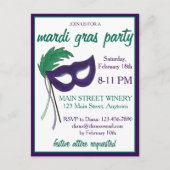 New Orleans Mardi Gras Masquerade Mask Ball Party Uitnodiging Briefkaart (Voorkant)