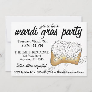 New Orleans Mardi Gras NOLA Party Beignet Pastry Kaart
