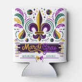 New Orleans Mardi Gras paarse geel groen Blikjeskoeler (Achterkant)