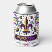 New Orleans Mardi Gras paarse geel groen Blikjeskoeler (Blikje Achterkant)