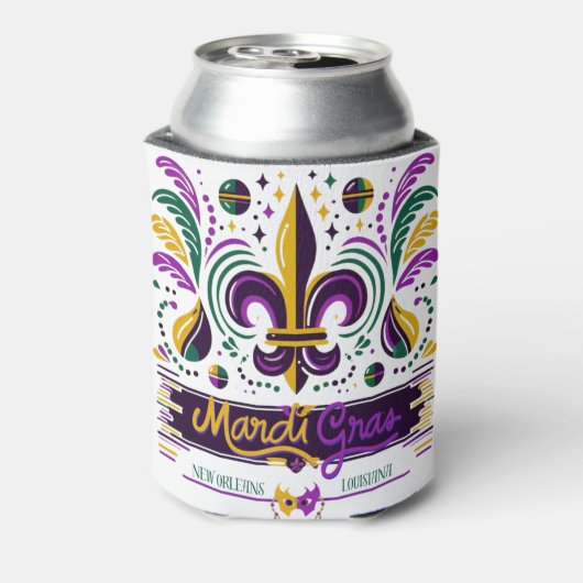 New Orleans Mardi Gras paarse geel groen Blikjeskoeler (Blikje Achterkant)