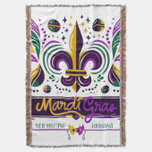 New Orleans Mardi Gras paarse geel groen Deken (Voorkant Verticaal)
