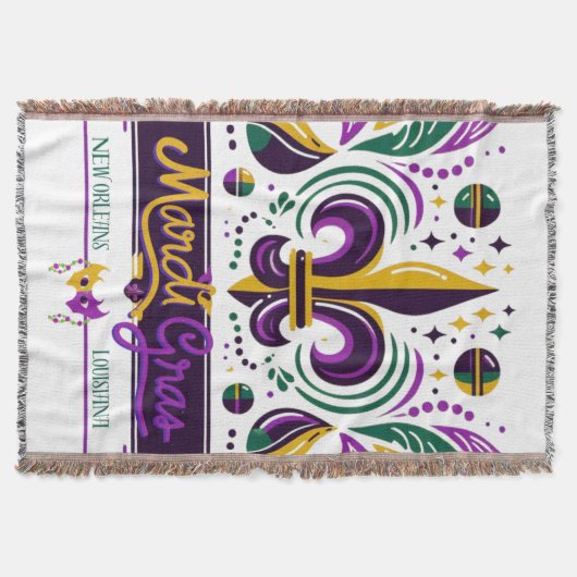 New Orleans Mardi Gras paarse geel groen Deken (Voorkant)