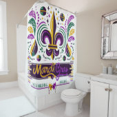 New Orleans Mardi Gras paarse geel groen Douchegordijn (In situ)