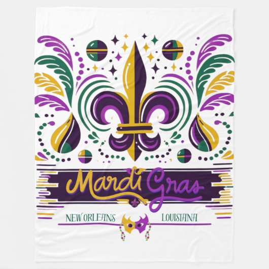 New Orleans Mardi Gras paarse geel groen Fleece Deken (Voorkant)