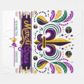 New Orleans Mardi Gras paarse geel groen Fleece Deken (Voorkant (Horizontaal))