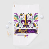 New Orleans Mardi Gras paarse geel groen Golfhanddoek (Insitu)