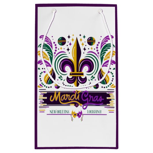 New Orleans Mardi Gras paarse geel groen Klein Cadeauzakje (Achterkant)