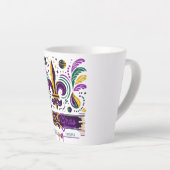 New Orleans Mardi Gras paarse geel groen Latte Mok (Rechterhoek)
