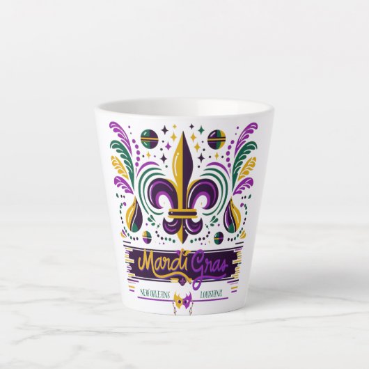 New Orleans Mardi Gras paarse geel groen Latte Mok (Voorkant)
