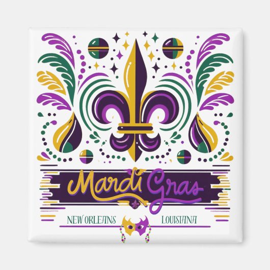 New Orleans Mardi Gras paarse geel groen Magneet (Voorkant)