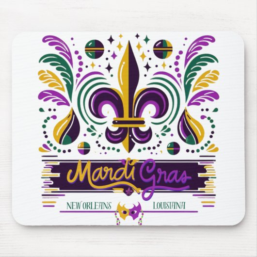 New Orleans Mardi Gras paarse geel groen Muismat (Voorkant)