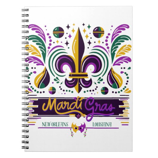 New Orleans Mardi Gras paarse geel groen Notitieboek (Voorkant)