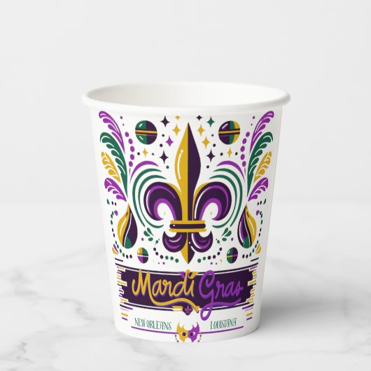 New Orleans Mardi Gras paarse geel groen Papieren Bekers (Achterkant)