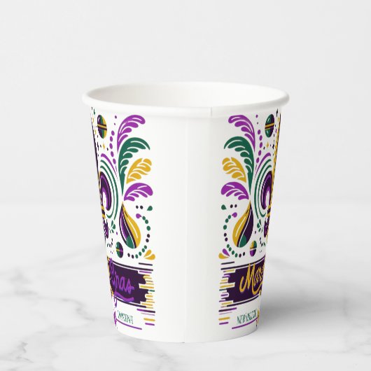 New Orleans Mardi Gras paarse geel groen Papieren Bekers (Rechts)