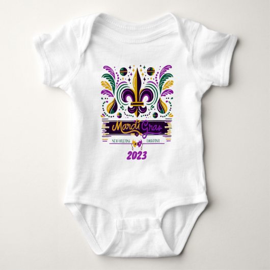 New Orleans Mardi Gras paarse geel groen Romper (Voorkant)