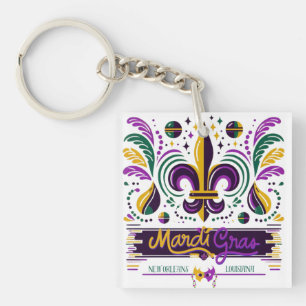 New Orleans Mardi Gras paarse geel groen Sleutelhanger