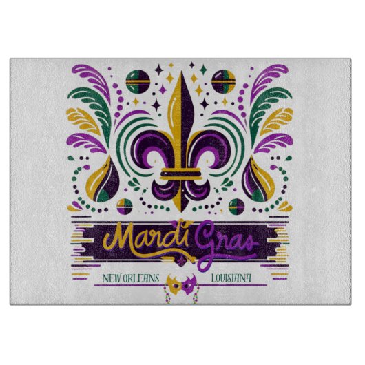 New Orleans Mardi Gras paarse geel groen Snijplank (Voorkant)