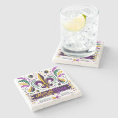 New Orleans Mardi Gras paarse geel groen Stenen Onderzetter (Zijkant)