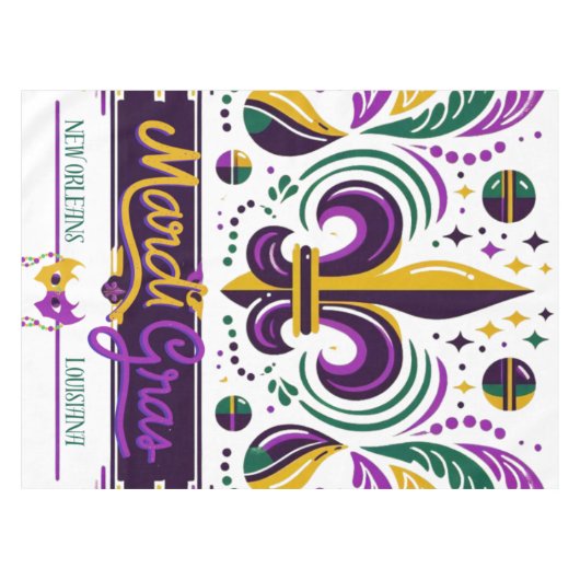 New Orleans Mardi Gras paarse geel groen Tafelkleed (Voorkant (Horizontaal))