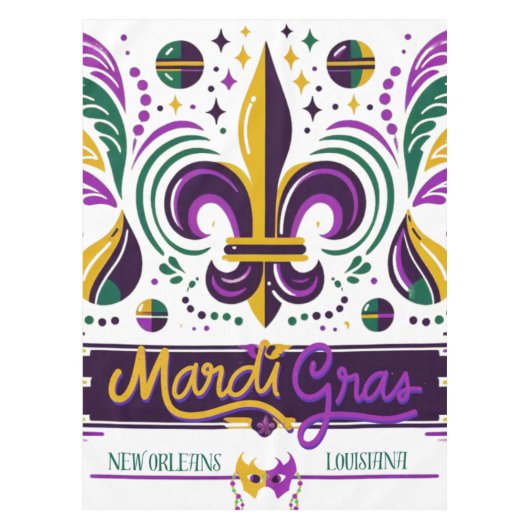 New Orleans Mardi Gras paarse geel groen Tafelkleed (Voorkant)