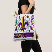 New Orleans Mardi Gras paarse geel groen Tote Bag (Dichtbij)