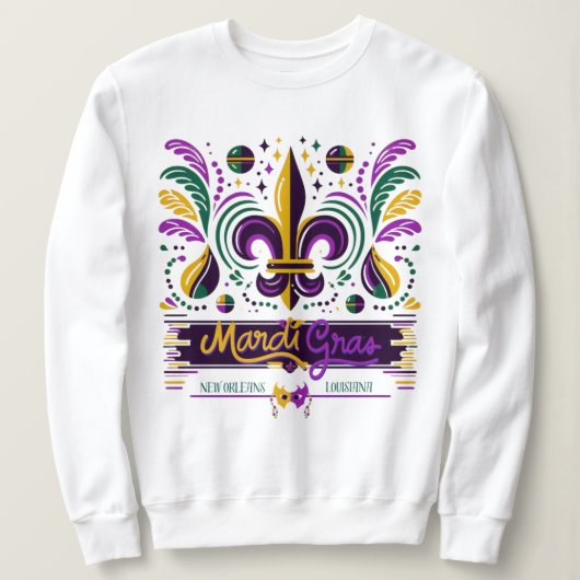 New Orleans Mardi Gras paarse geel groen Trui (Design voorkant)