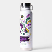 New Orleans Mardi Gras paarse geel groen Waterfles (Achterkant)