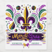 New Orleans Mardi Gras paarse geel groen Wijn Etiket (Enkel label)