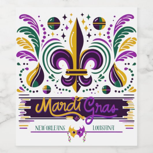 New Orleans Mardi Gras paarse geel groen Wijn Etiket (Enkel label)
