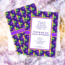 New Orleans Mardi Gras Party Fleur-de-Lis Kaart