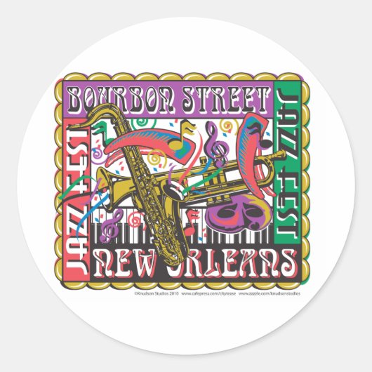New Orleans Mardi Gras Ronde Sticker (Voorkant)
