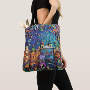 NEW ORLEANS MARDI GRAS SCENE TOTE BAG