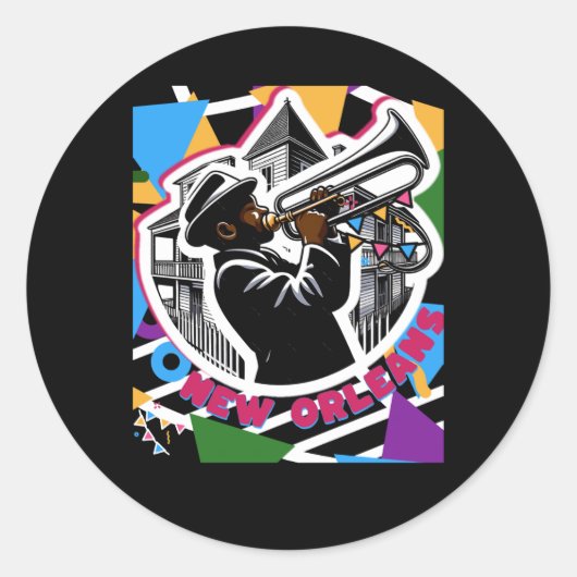 New Orleans Mardi Gras Trombone Sticker (Voorkant)