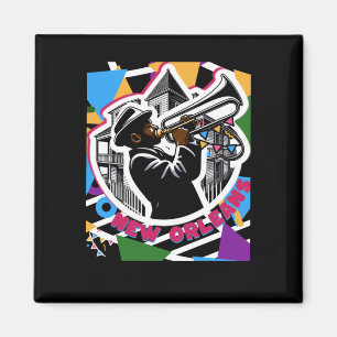 New Orleans Mardi Gras Trombone Sticker Magneet