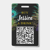 New Orleans Mardi Gras Verjaardag Koop Drink QR co Badge (Achterkant)