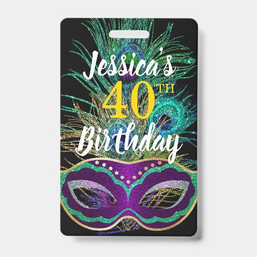 New Orleans Mardi Gras Verjaardag Koop Drink QR co Badge (Voorzijde)