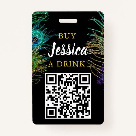 New Orleans Mardi Gras Verjaardag Koop Drink QR-co Badge (Achterkant)