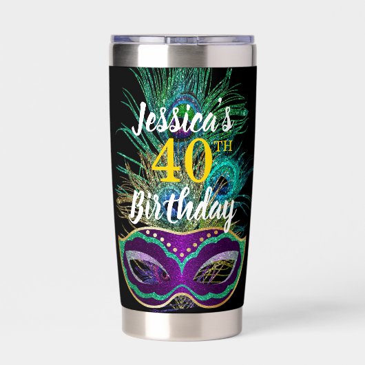 New Orleans Mardi Gras Verjaardag Tumbler Geïsoleerde Drinkbeker (Achterkant)